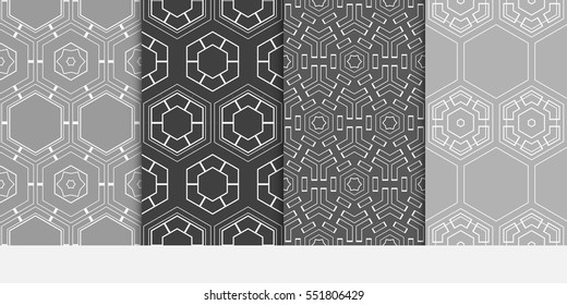 set of hexagonal pattern. grey color background. vector. for design, banner, presentation