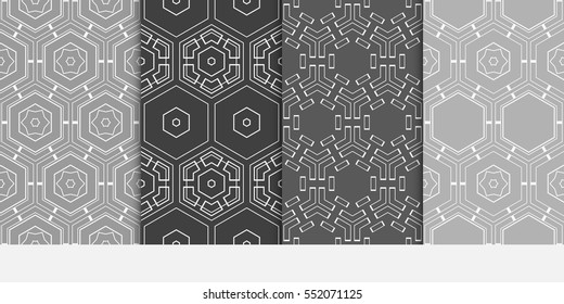 set of hexagonal pattern. grey color background. vector. for design, banner, presentation