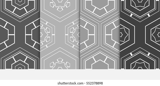 set of hexagonal pattern. grey color background. vector. for design, banner, presentation