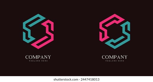 Set of hexagon-shaped monogram logo with the initial letter S. Suitable for various businesses.
