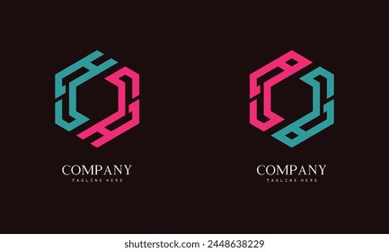 Set of hexagon-shaped monogram logo with the initial letter G. Suitable for various businesses.