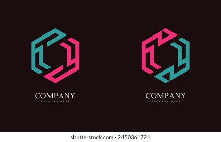 Set of hexagon-shaped monogram logo with the initial letter Y. Suitable for various businesses.