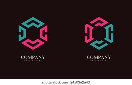 Set of hexagon-shaped monogram logo with the initial letter C. Suitable for various businesses.