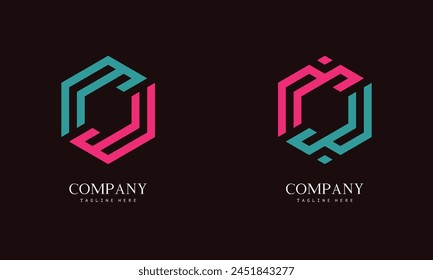 Set of hexagon-shaped monogram logo with the initial letter W. Suitable for various businesses.