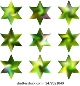 Set of hexagram chromatic backgrounds. Good soft color pastel. Geometric sacred religious symbols. Green effective modern screen design for brochure, calendar, cards or invitation.