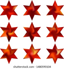 Set of hexagram chromatic backgrounds. Good soft color element. Cult sacred religious symbols. Red effective modern screen design for brochure, calendar, cards or invitation.