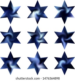 Set of hexagram chromatic backgrounds. Simple sacred religious symbols. Good soft color element. Blue effective modern screen design for brochure, calendar, cards or invitation.