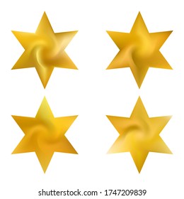 Satz von hexagram chromatischen Hintergründen. Einfache heilige religiöse Symbole. Gute weiche Farbe Thema. Gelb effektives modernes Siebdesign für Broschüre, Kalender, Karten oder Einladung.