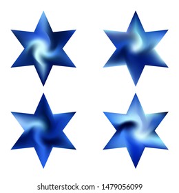 Set of hexagram chromatic backgrounds. Traditional sacred religious symbols. Good soft color logo. Blue effective modern screen design for brochure, calendar, cards or invitation.