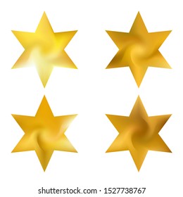 Set of hexagram modern backgrounds. Good soft color star. Sign sacred religious symbols. Yellow fluid colorful gradient shapes for your mobile app and screens.