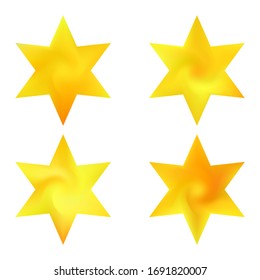 Set of hexagram modern backgrounds. Good soft color pearl. Cult sacred religious symbols. Yellow fluid colorful gradient shapes for your mobile app and screens.