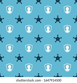 Set Hexagram sheriff and User protection on seamless pattern. Vector