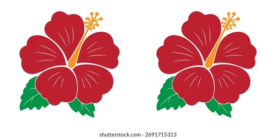 Conjunto de Ilustración vectorial de silueta de flor de hibisco