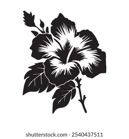 Set of Hibiscus Line Drawings, Coloring Pages. flower line art vector.