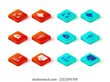 Set Hierarchy organogram chart, Hand like, Question mark, Search people, Project team base and  icon. Vector