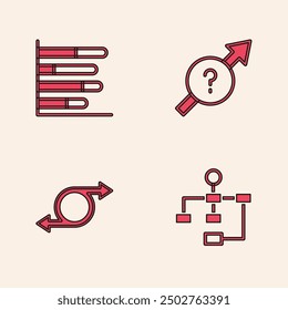 Set Hierarchy organogram chart, Pie infographic, Arrow and  icon. Vector