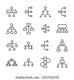 Set of hierarchy related vector line icons. Premium linear symbols pack. Vector illustration isolated on a white background. Web symbols for web sites and mobile app. Trendy design. 