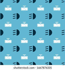 Set High beam and Car mirror on seamless pattern. Vector