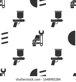 Coloque el haz de luz, el servicio de Camión y la pistola de pintura en un patrón sin fisuras. Vector