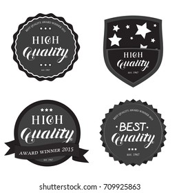 Set of High Best Quality Round Emblem Logo Isolated on White Background. Badges Collection with Hand Drawn Lettering. Vector Illustration for Web Graphic Design or Print, Logotype, Brand, Symbol.
