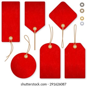 A set of high detail red grunge Vector Price Tags