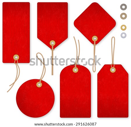 A set of high detail red grunge Vector Price Tags
