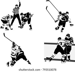 Set of high detailed ice hockey figures