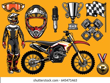 Set of high detailed motocross racing element