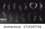 Set of high detailed smokes from hot food or drink isolated on transparent background