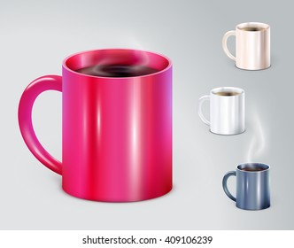 Set of high detailed vector illustration cups. Vector Illustration