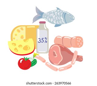 set of high fat food