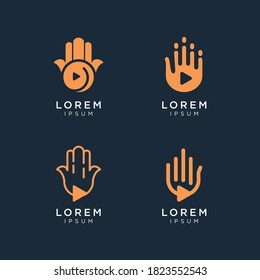 Set of High Five Hand Play, Logo Template Design Vector, Emblem, Design Concept, Creative Icon.premium vector