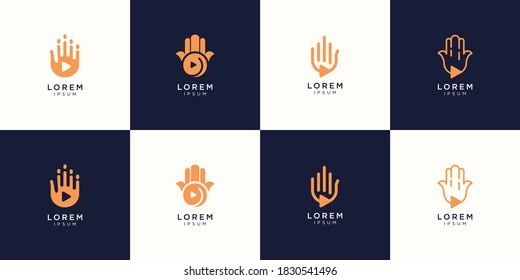 Set of High Five Hand Play, Logo Template Design Vector, Emblem, Design Concept, Creative Icon.premium vector