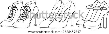 Set of High Heels Coloring Page for Kids