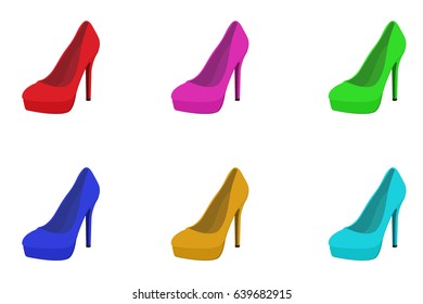 set of high heels, shoes, vector illustration