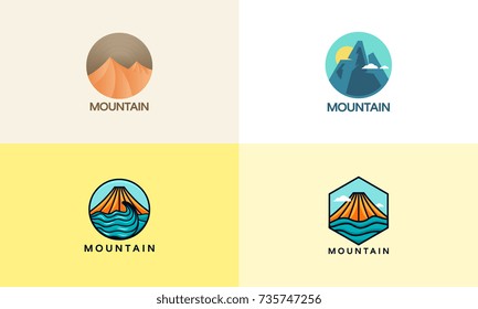 Set of High Mountain logo in modern style, High Mountain logo badge vector