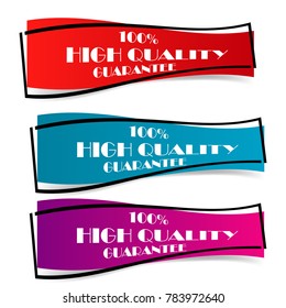 Set of high quality 100% guarantee abstract geometric sale label banner sticker isolated on white background