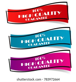 Set of high quality 100% guarantee abstract geometric sale label banner sticker isolated on white background