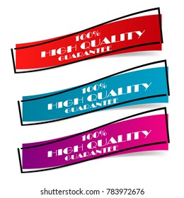Set of high quality 100% guarantee abstract geometric sale label banner sticker isolated on white background