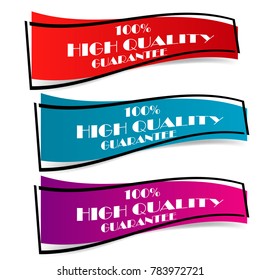 Set of high quality 100% guarantee abstract geometric sale label banner sticker isolated on white background