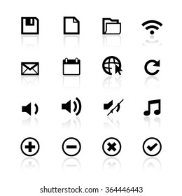 Set of high quality black and white computer icons. Vector illustration 