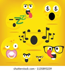 Set of high quality cartoon emotions icons