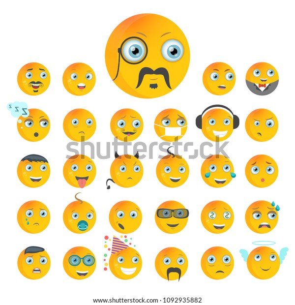 Set High Quality Cartoon Emotions Icons Stock Vector Royalty Free