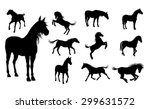 A set of high quality detailed horse silhouettes