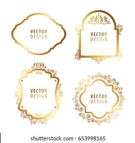 Set of High Quality Luxury Frame on Gray Background . Vector Isolated Illustration