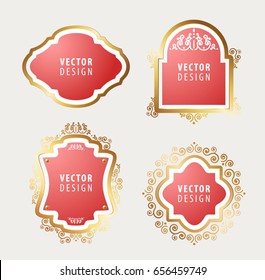 Set of High Quality Luxury Frames on Gray Background . Vector Isolated Illustration