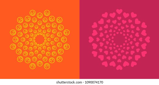 Set of High Quality Modern Decorative Oriental Mandala on Color Background . Isolated Vector Elements