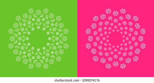 Set of High Quality Modern Decorative Oriental Mandala on Color Background . Isolated Vector Elements