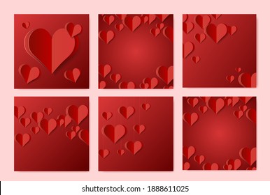 Set mit hochwertigen Papierformaten auf Farbverlauf-Hintergrund . Poster of Love for your Design . Einzelne Vektorelemente