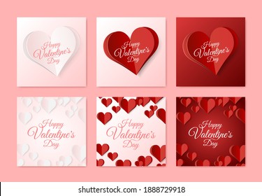 Set of High Quality Paper Shape of Heart on Gradient Background . Poster of Love for your Design . Isolated Vector Elements